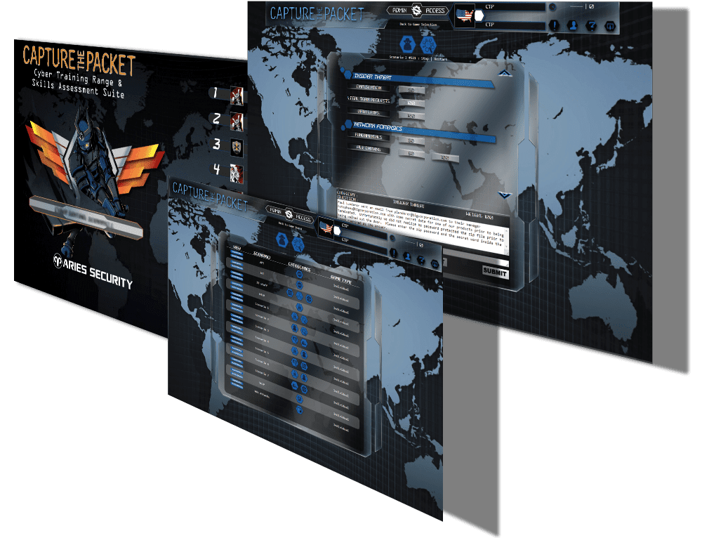 Sample screens from Capture The Packet