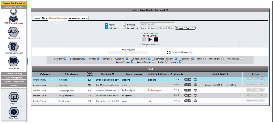 Round manager screen from Capture The Packet. Round manager screen from Capture The Packet.