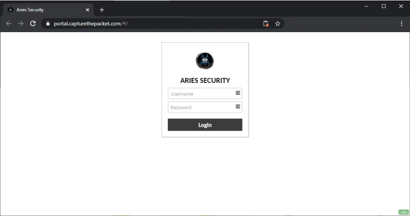 Sample login screen from the Capture The Packet remote portal.